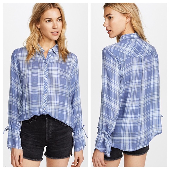 Rails Tops - Rails Astrid Cali Blue Tie Cuff Shirt
